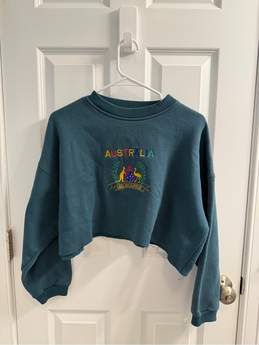 Cropped Australia Melbourne Crewneck Sweatshirt - Teal